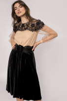 Pleated velvet skirt | F11003 | NISSA
