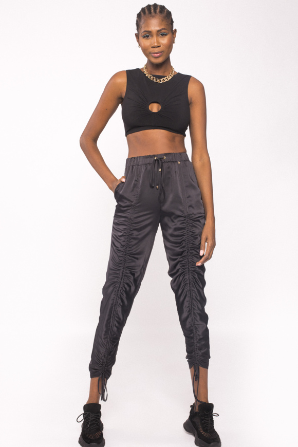 Adjustable detail satin pants | P11367 | NISSA