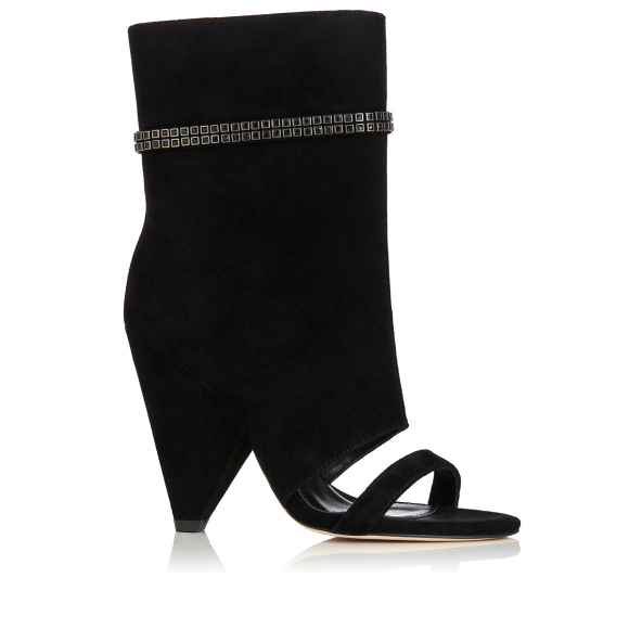 Suede peep-toe ankle boots