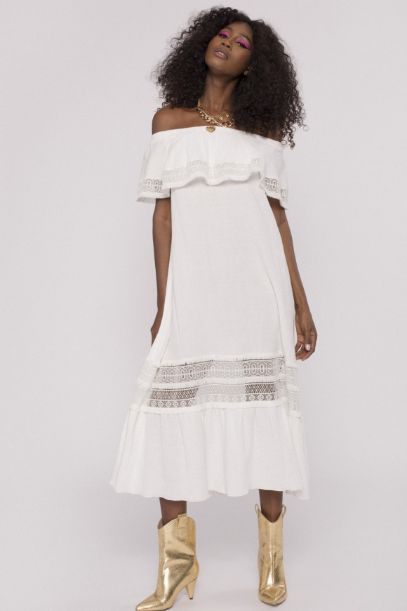 Off-shoulder cotton dress