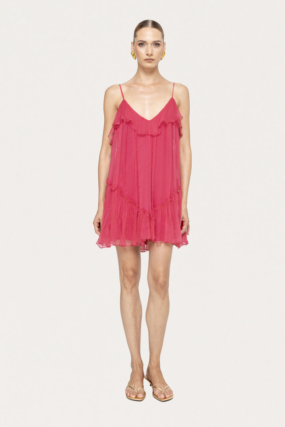 Open-back silk mini dress