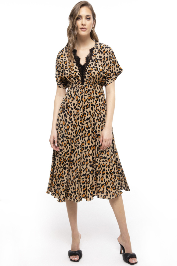 Leopard-print viscose dress