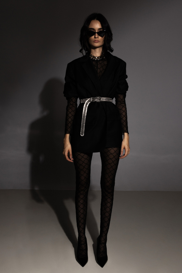 Logo print tulle jumpsuit