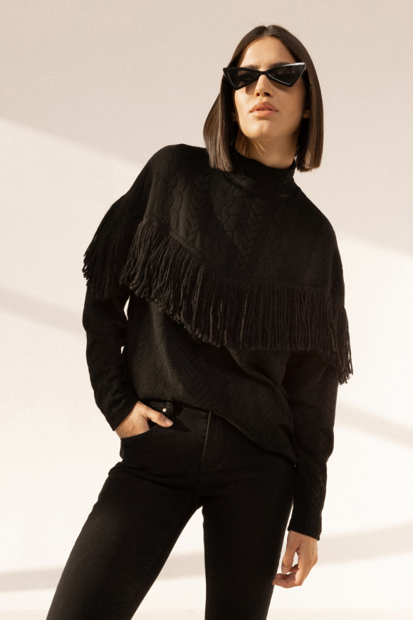 Fringe-detail knitted top