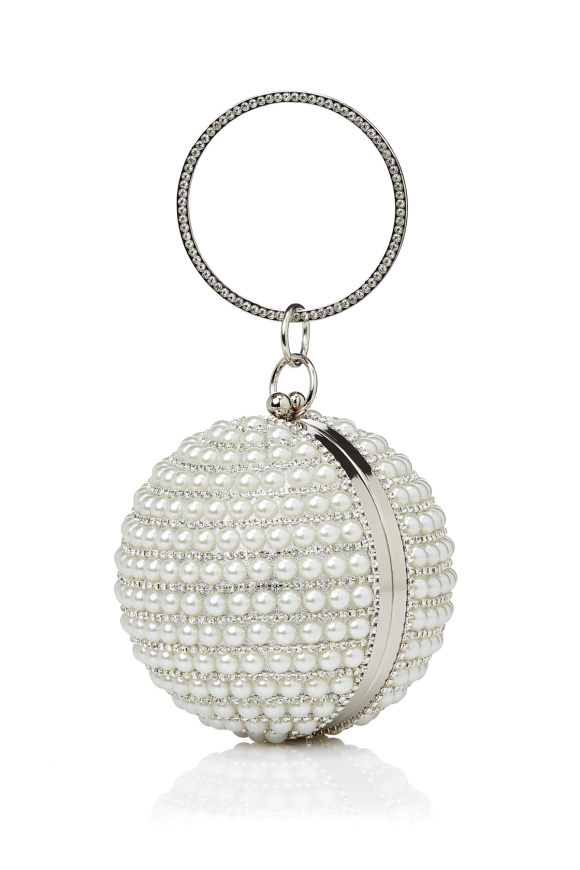 Pearl embellished sphere clutch