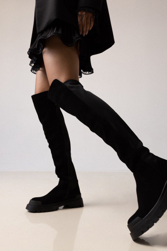 Suede thigh-high boots