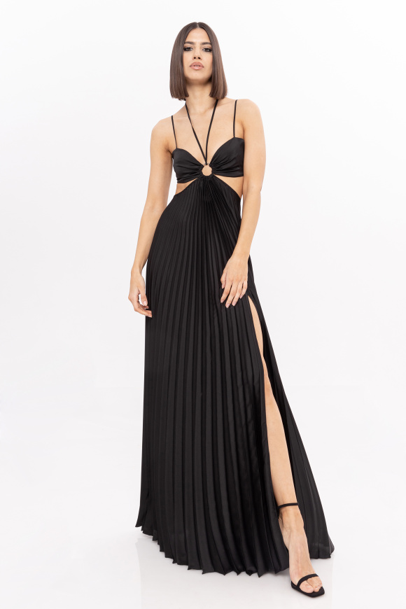 Pleated open-back dress