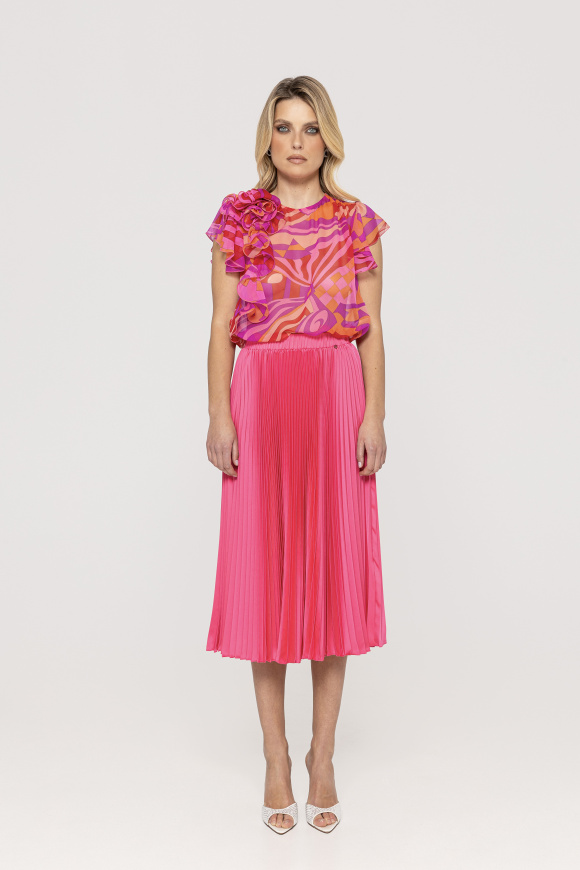 Floral-detail silk top