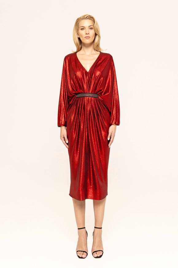 Metallic effect midi dress