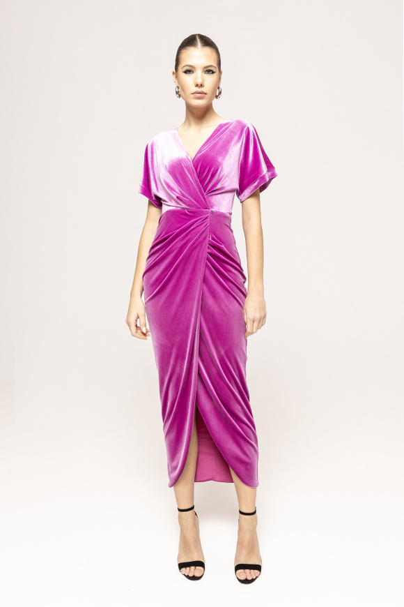 Wrap velvet midi dress