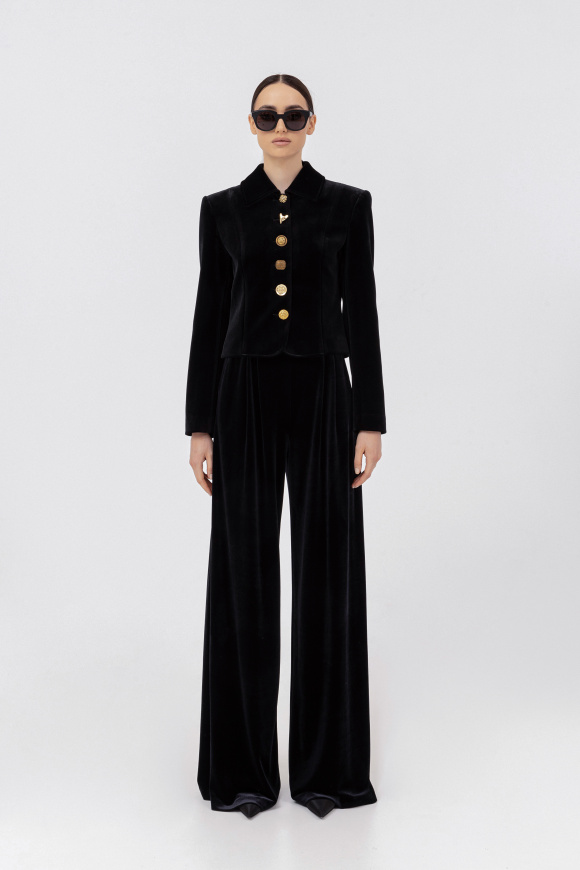 Single-breasted velvet jacket