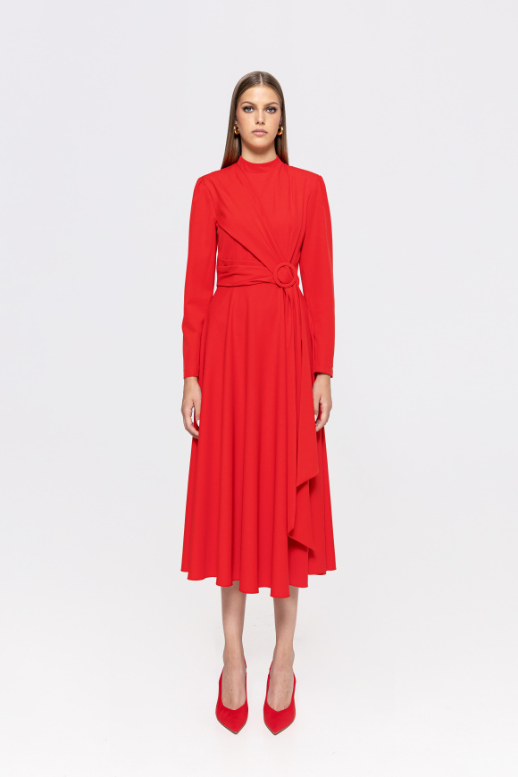 A-line crepe midi dress