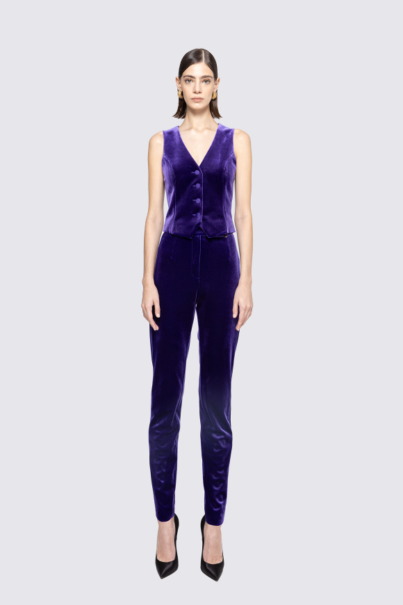 V-neck velvet waistcoat
