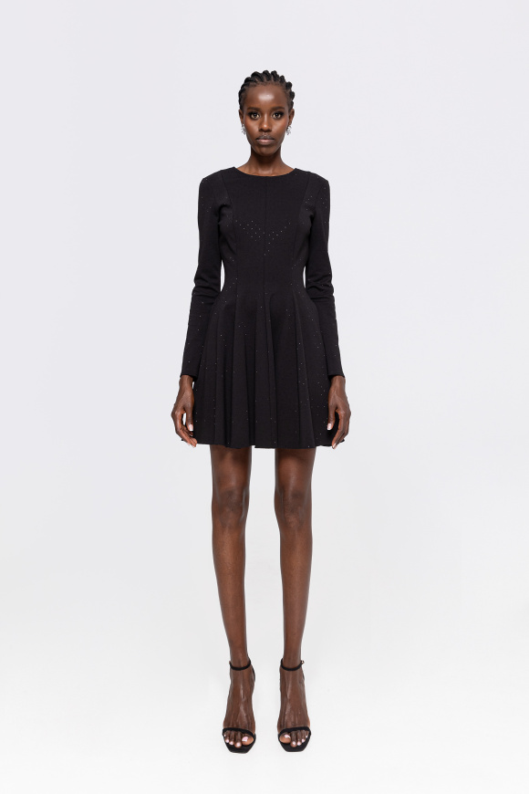 Rhinestone embellished cotton mini dress