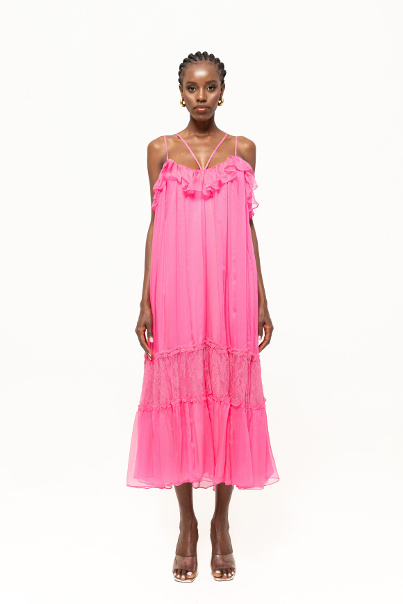 Open-back silk dress