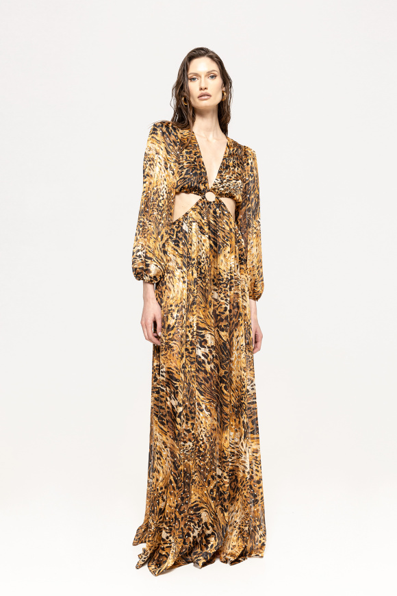 Leopard-print chiffon maxi dress