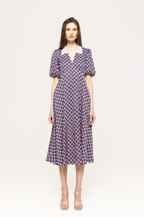 Printed viscose midi dress