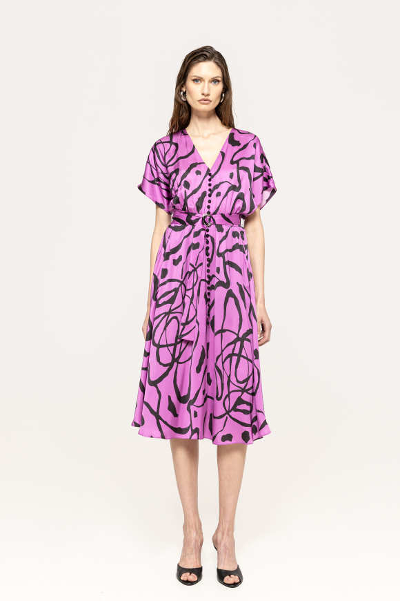 Printed viscose midi dress