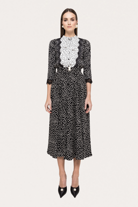 Polka-dots viscose midi dress