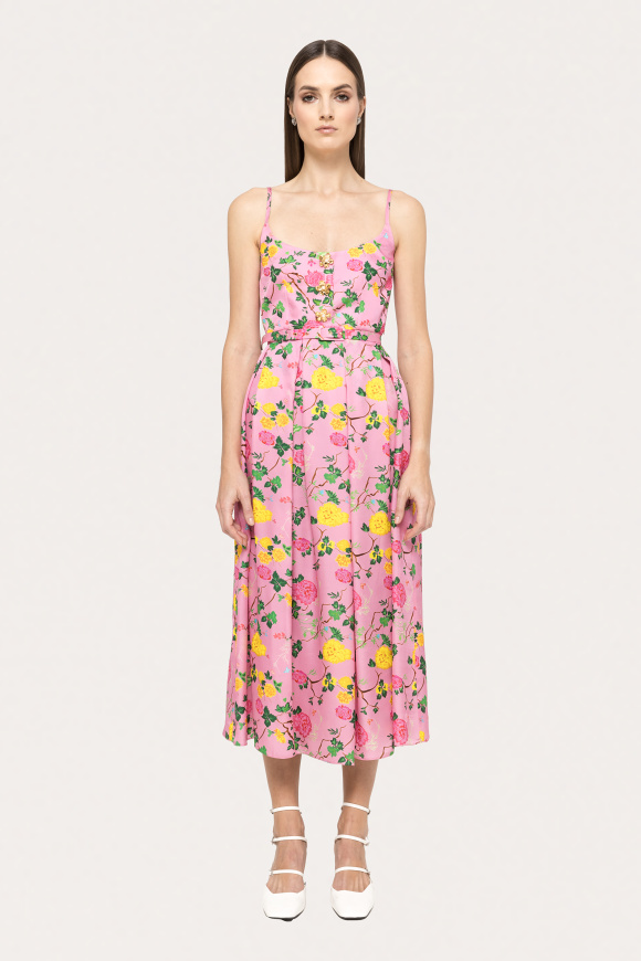 Belted viscose midi dress