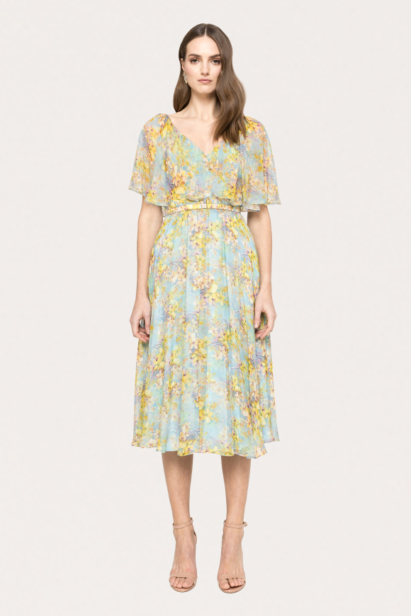 Ruffled silk midi dress