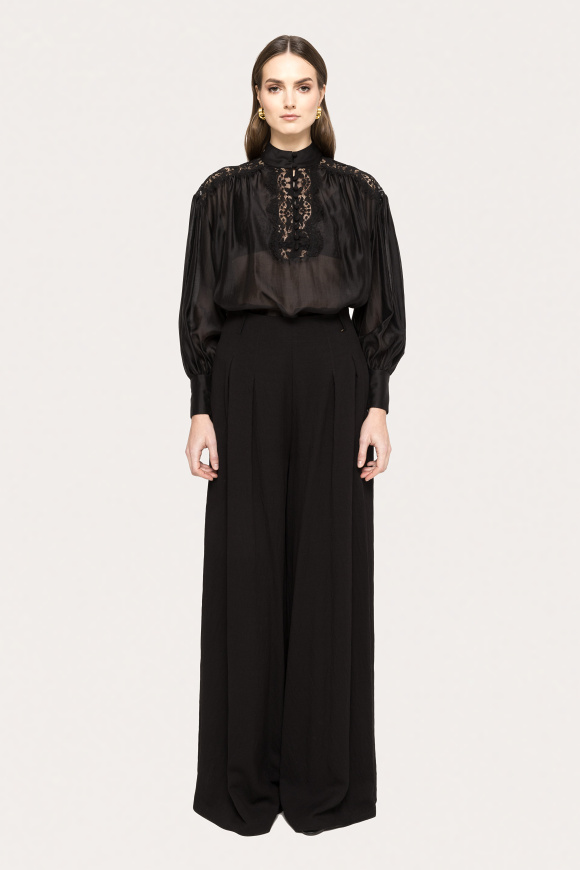 Lace-insert lyocell top