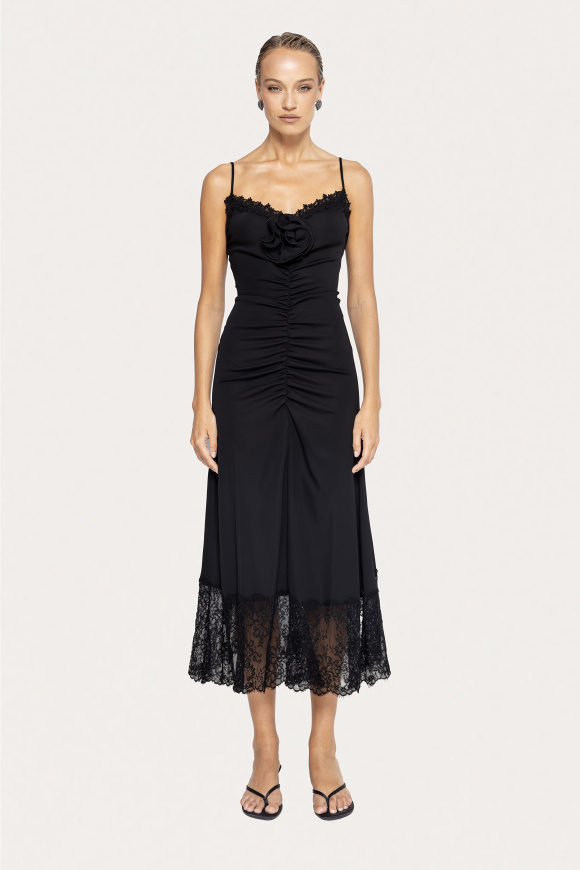 Lace-trimmed midi dress