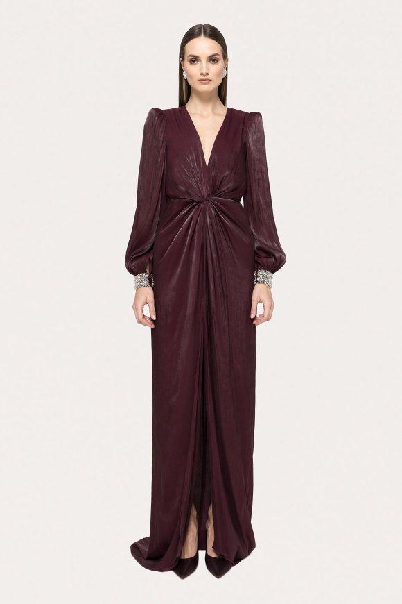 Twist-detail chiffon maxi dress