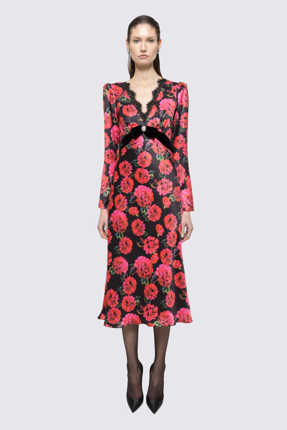 Crystal-detail satin midi dress