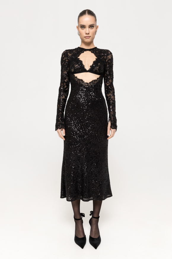 Cut-out sequined midi dress