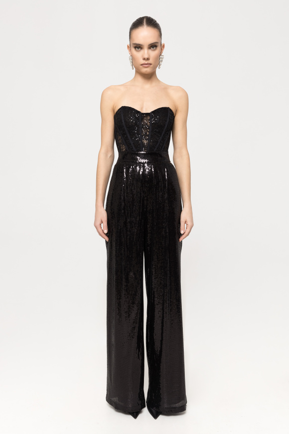 Sequin high-rise pants