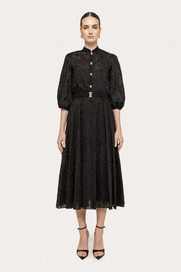 Embroidered lyocell midi dress