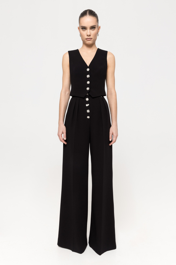 Crystal-detail sleeveless vest