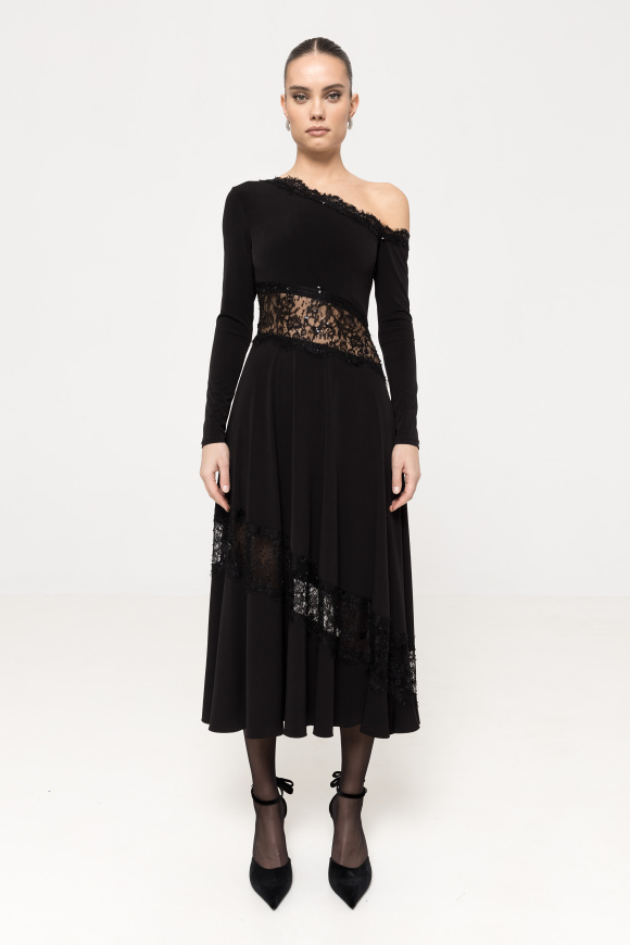 Lace insert midi dress