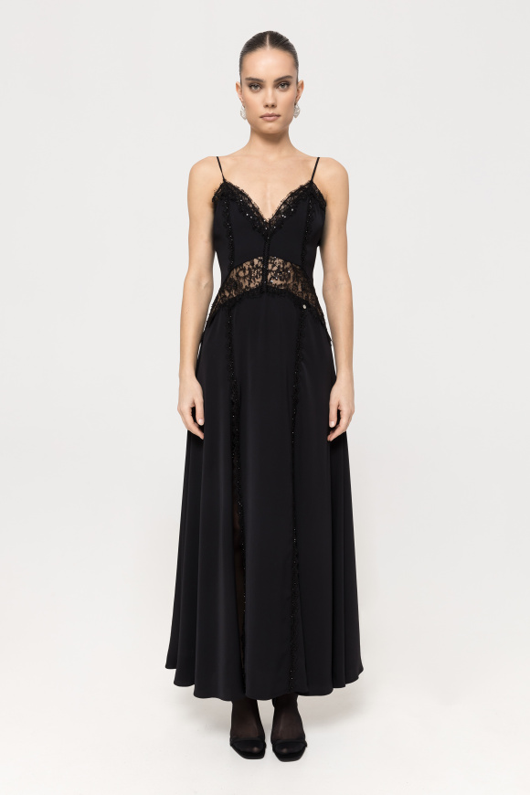 Lace-insert maxi dress