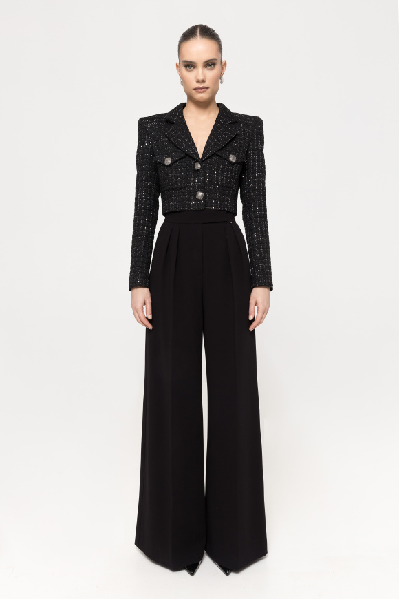 High-waisted wide-leg pants