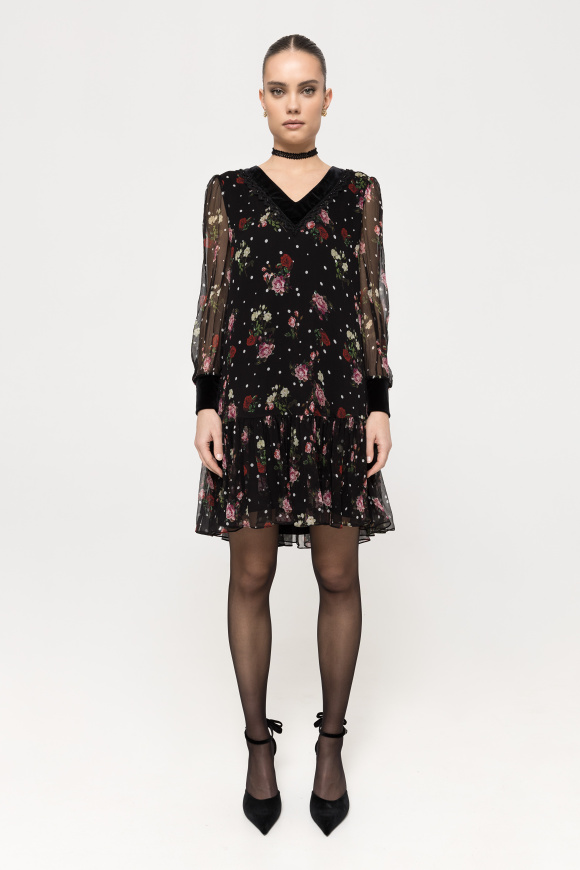 Printed silk midi dress