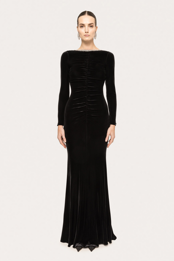 Backless velvet maxi dress