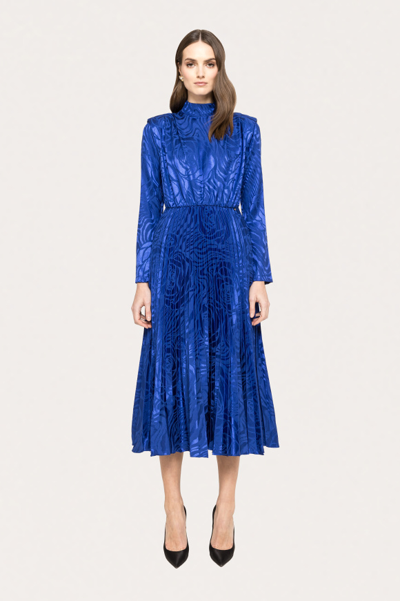 Pleated jacquard midi dress