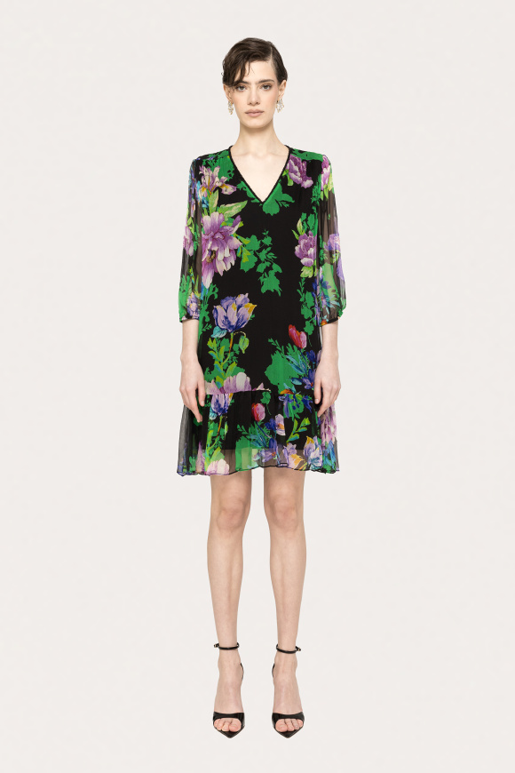 Printed silk midi dress