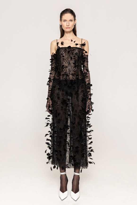 Ostrich-feather lace dress