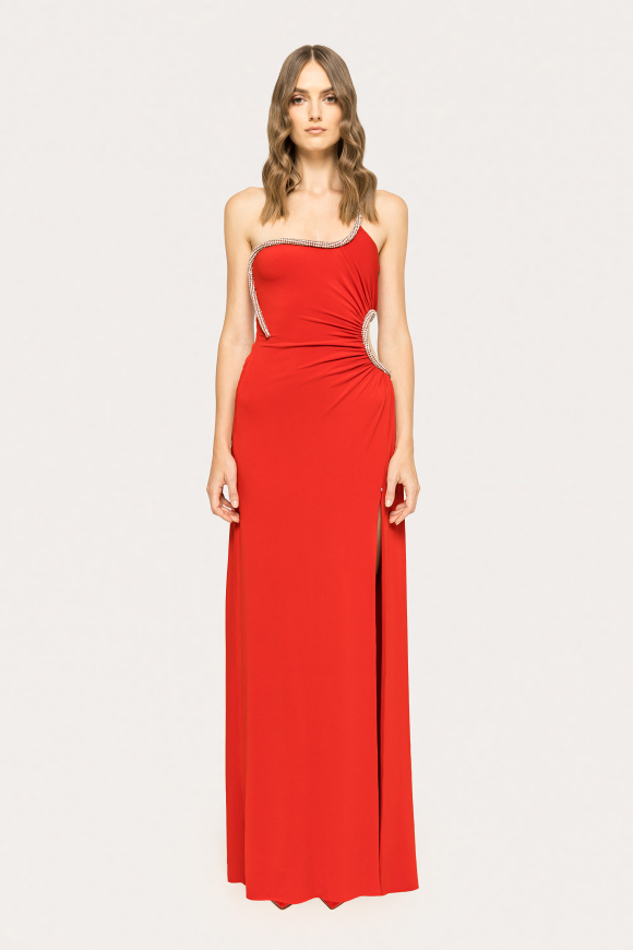 Crystal-detail jersey maxi dress