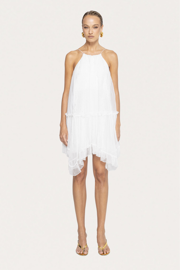 Lace applique silk dress
