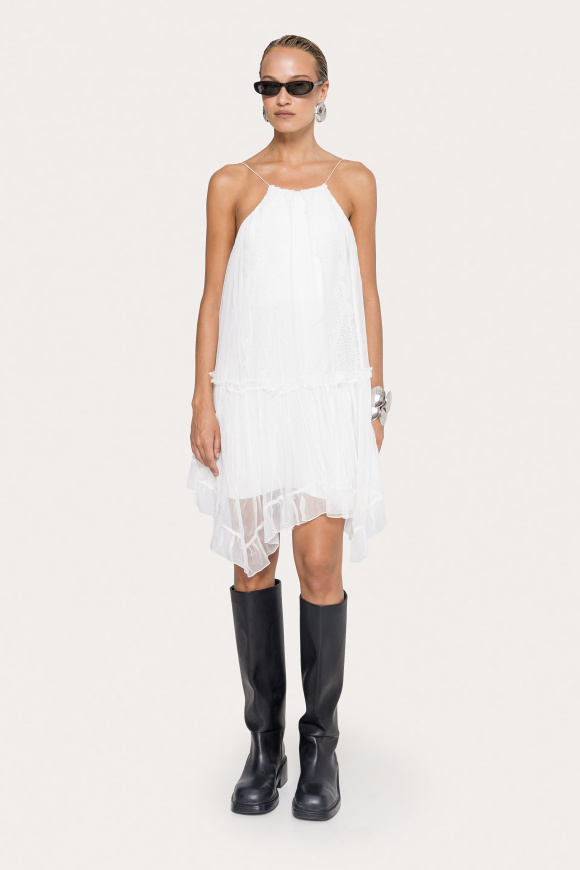 Lace applique silk dress
