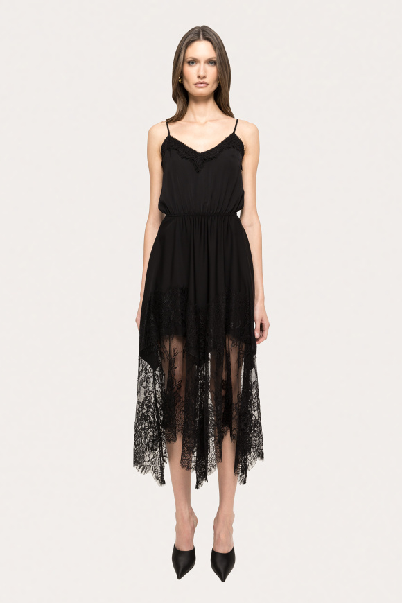 Lace-trimmed midi dress