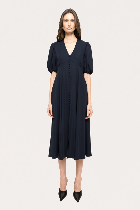 Puff-sleeve midi dress