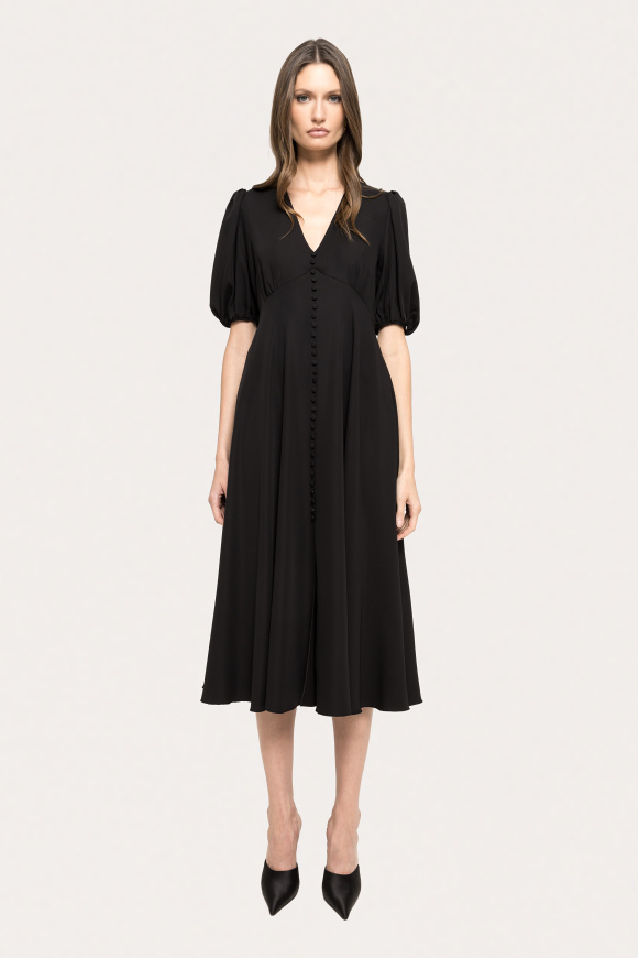 Puff-sleeve midi dress