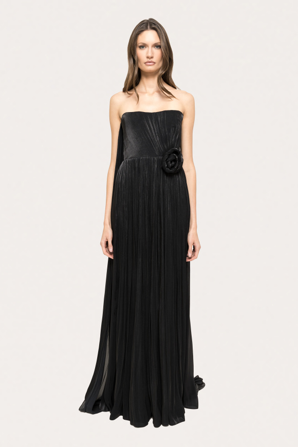 Pleated chiffon maxi dress