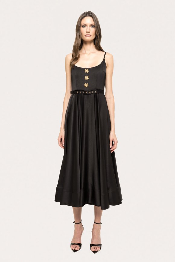 Belted viscose midi dress