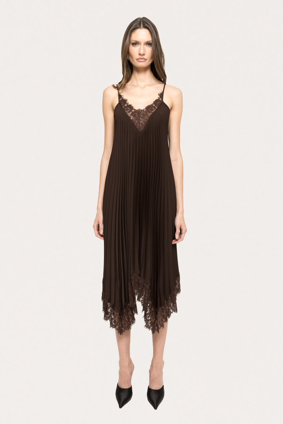 Lace-trim midi dress